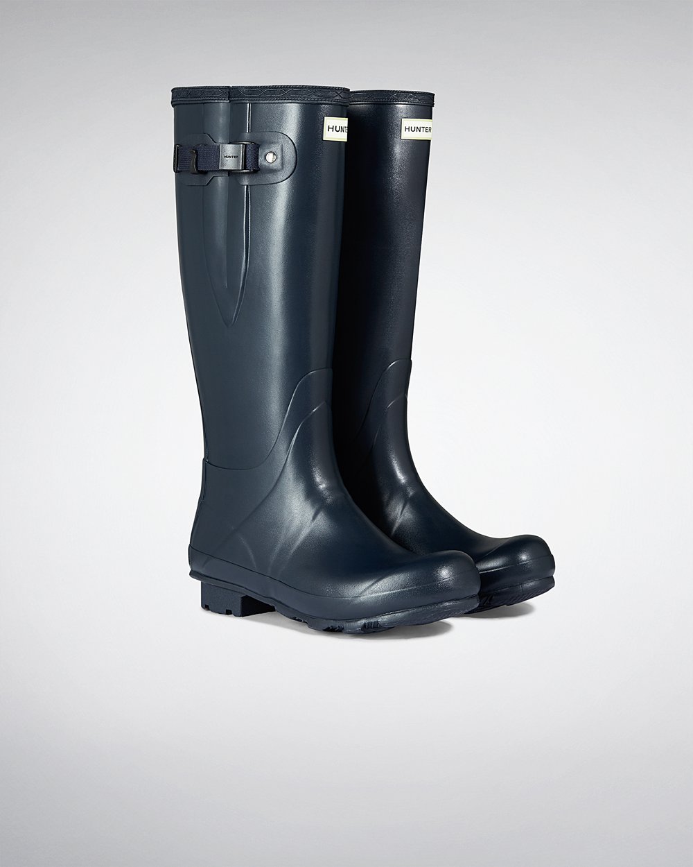 Hunter Hombre Norris Field Side Adjustable - Botas de Lluvia Azul Marino - 067-UHZNSR